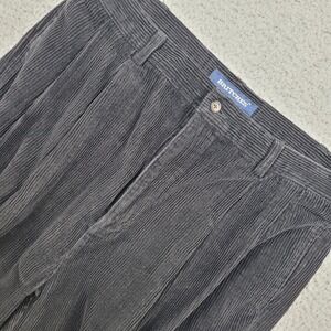 Britches‎ Mens Pleated Corduroy Pants 36x32 Black 100% Cotton Casual Trousers